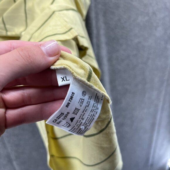 Hugo Boss Polo Shirt Mens XL Yellow Stripes Preppy Mesh Golf Baumwolle Casual - Picture 9 of 11